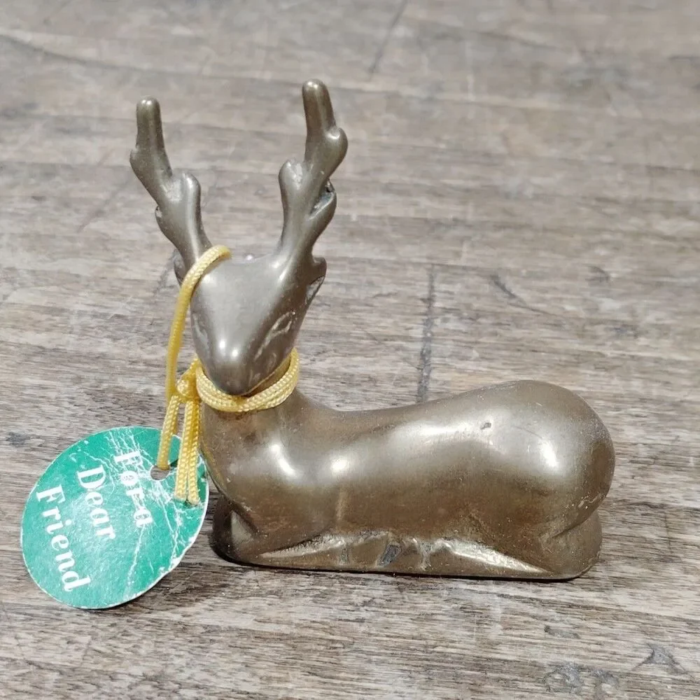 Vintage Brass Figurine Paperweight MCM Deer Buck Gatco Taiwan